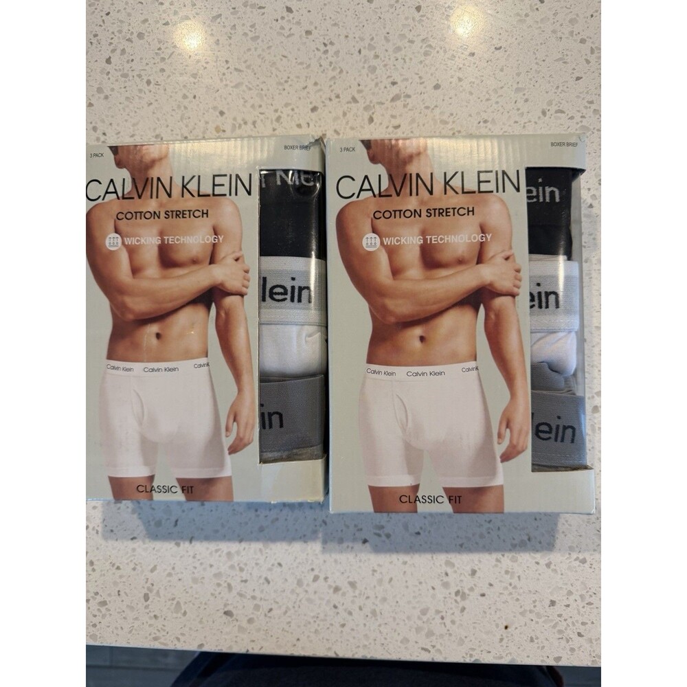 Calvin Klein Stretch Boxer Brief  XL Black White Gray Pull On  6 Pairs 2 Packs